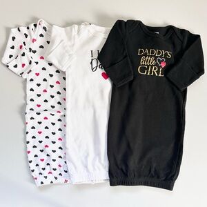 Valentines Baby pajamas 3 pcs. Sleeper Gown 0-6 months Infant Baby outfit